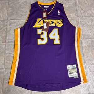 Los Angeles Lakers Mitchell And Ness Jersey Mens Size XLarge Purple #34 Shaq